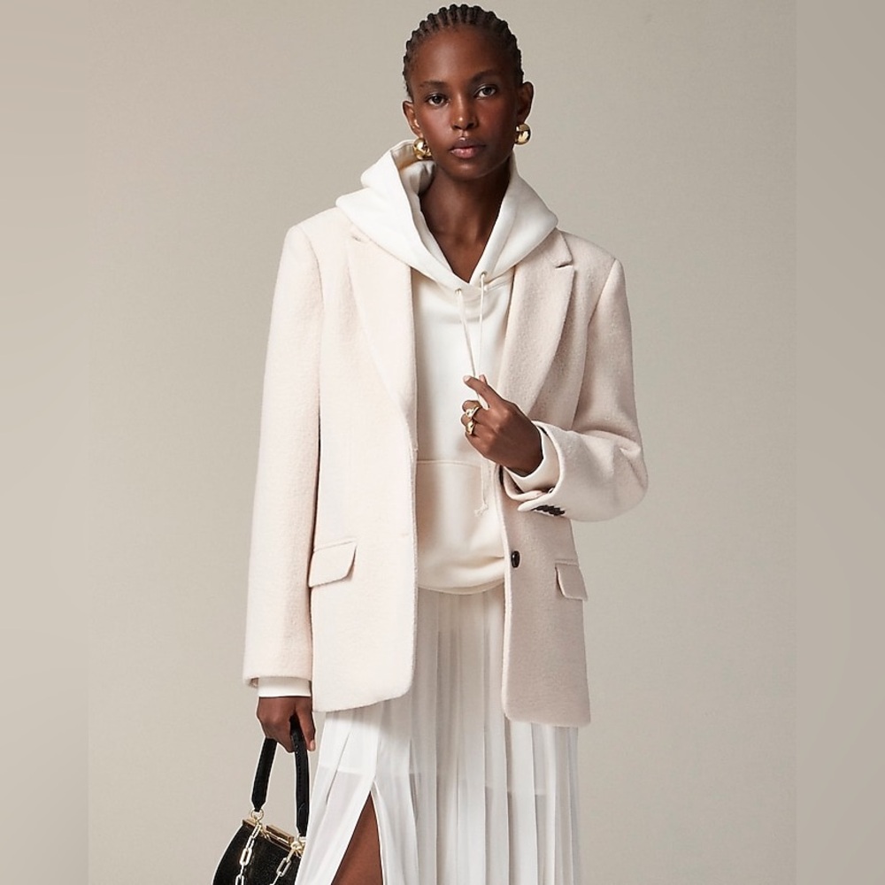 NWOT J.Crew Oversized Blazer-Jacket in Boiled Wool Dusty Ivory Sz 2